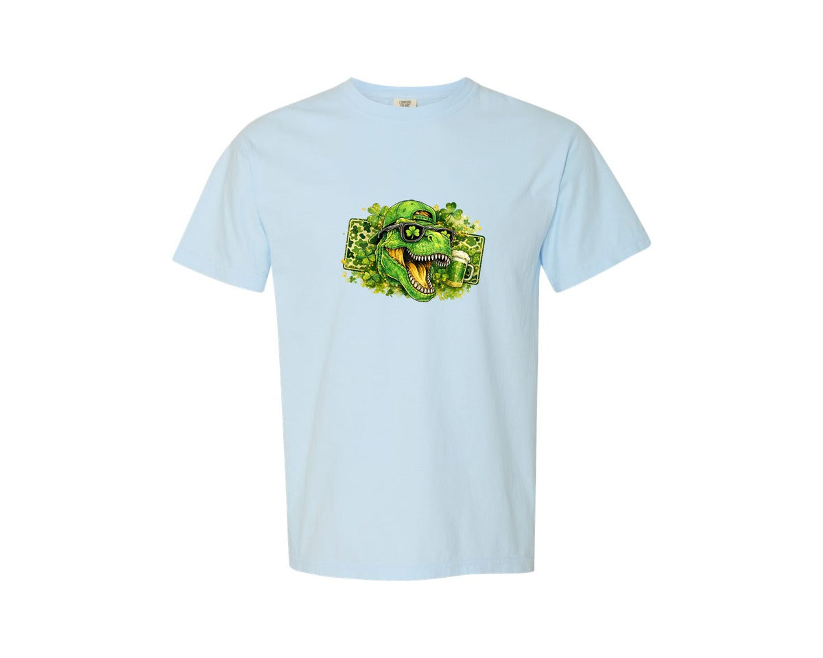 brand:Comfort Colors|color:Chambray|St Patricks Day Rex Shamrock Graphic T-Shirt