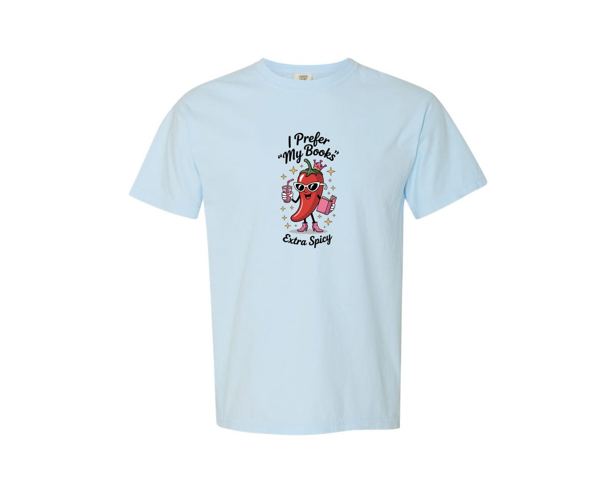 brand:Comfort Colors|color:Chambray|Sassy Book Queen Funny Cartoon Graphic T-Shirt