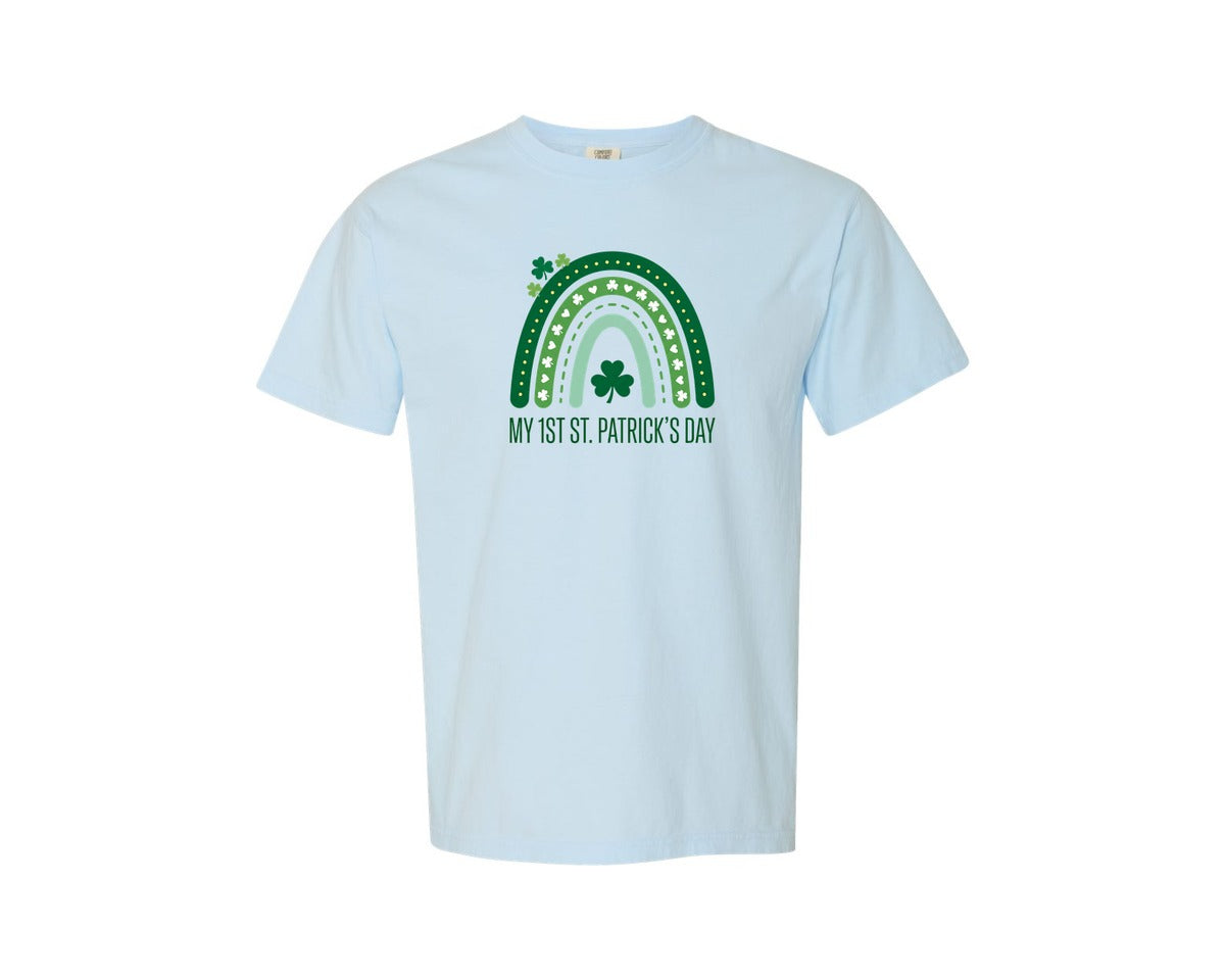 brand:Comfort Colors|color:Chambray|My 1St St Patricks Day Rainbow Graphic T-Shirt