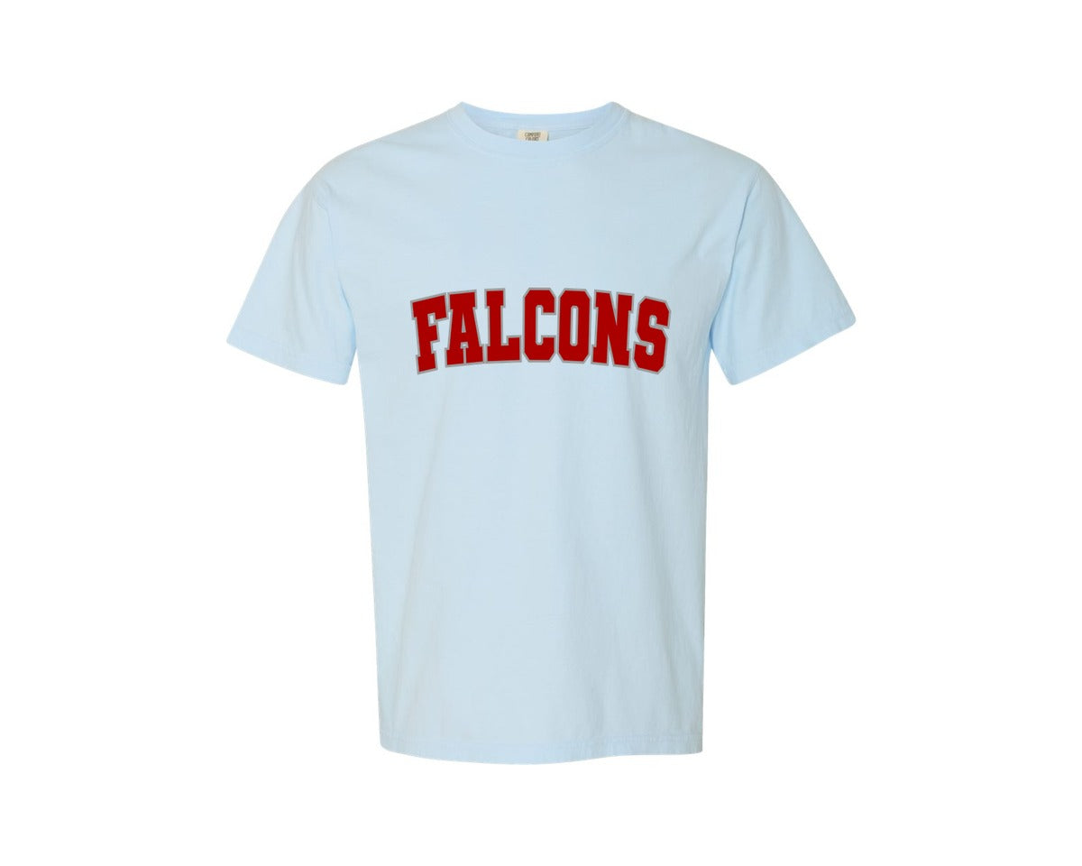 brand:Comfort Colors|color:Chambray|Falcons Football Team Red And Grey Graphic T-Shirt