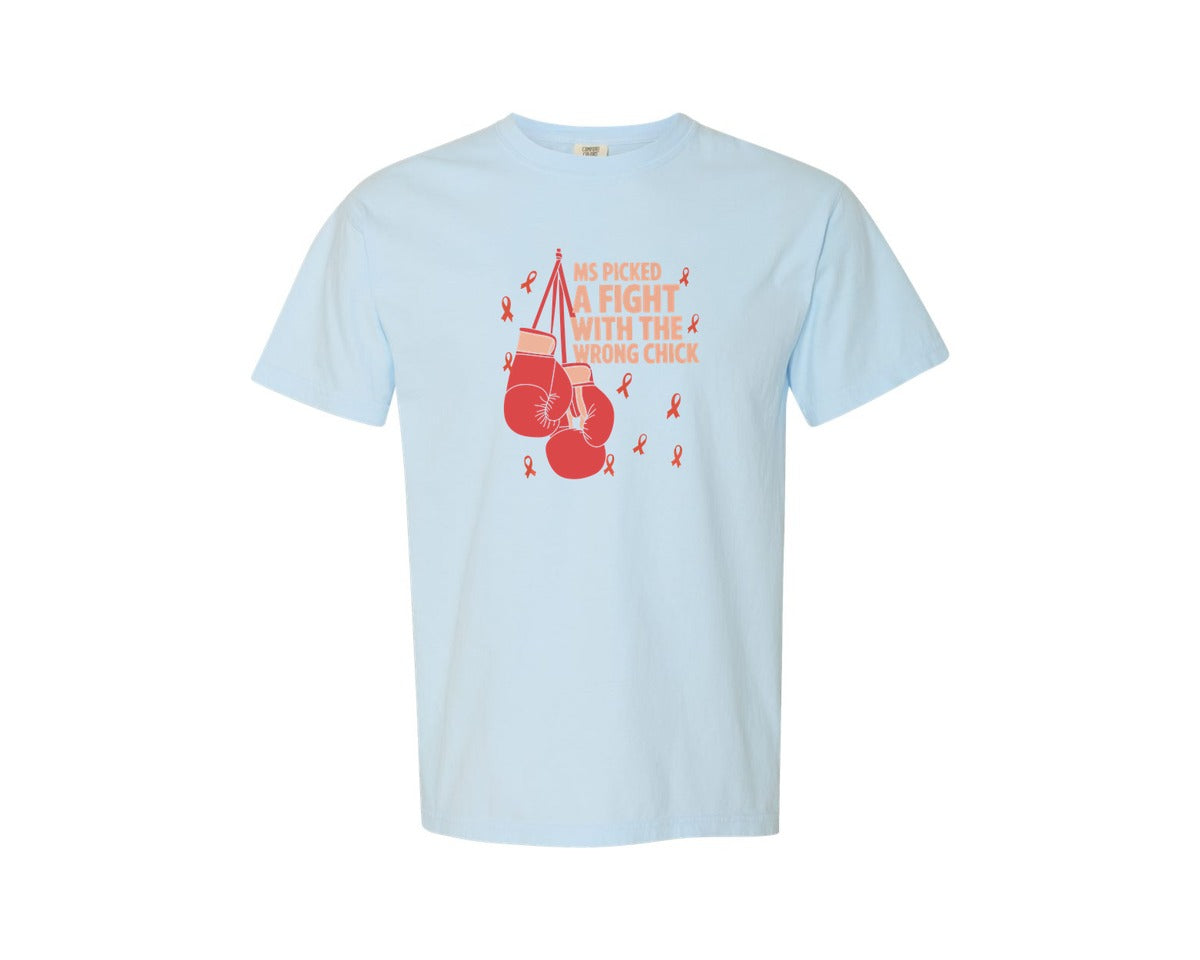 brand:Comfort Colors|color:Chambray|Ms Picked A Fight With The Wrong Chick Graphic T-Shirt