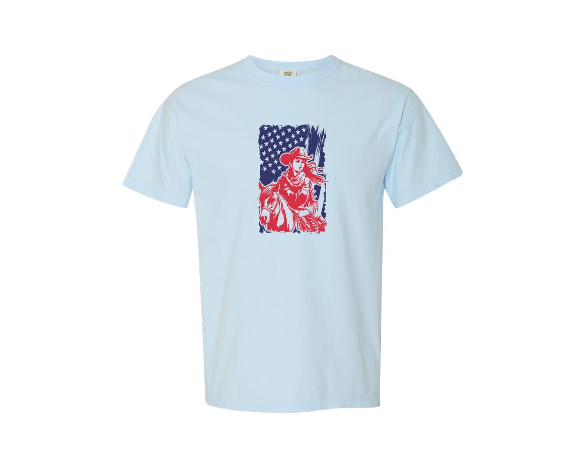 brand:Comfort Colors|color:Chambray|Western Fourth Of July 4Th Of July Graphic T-Shirt