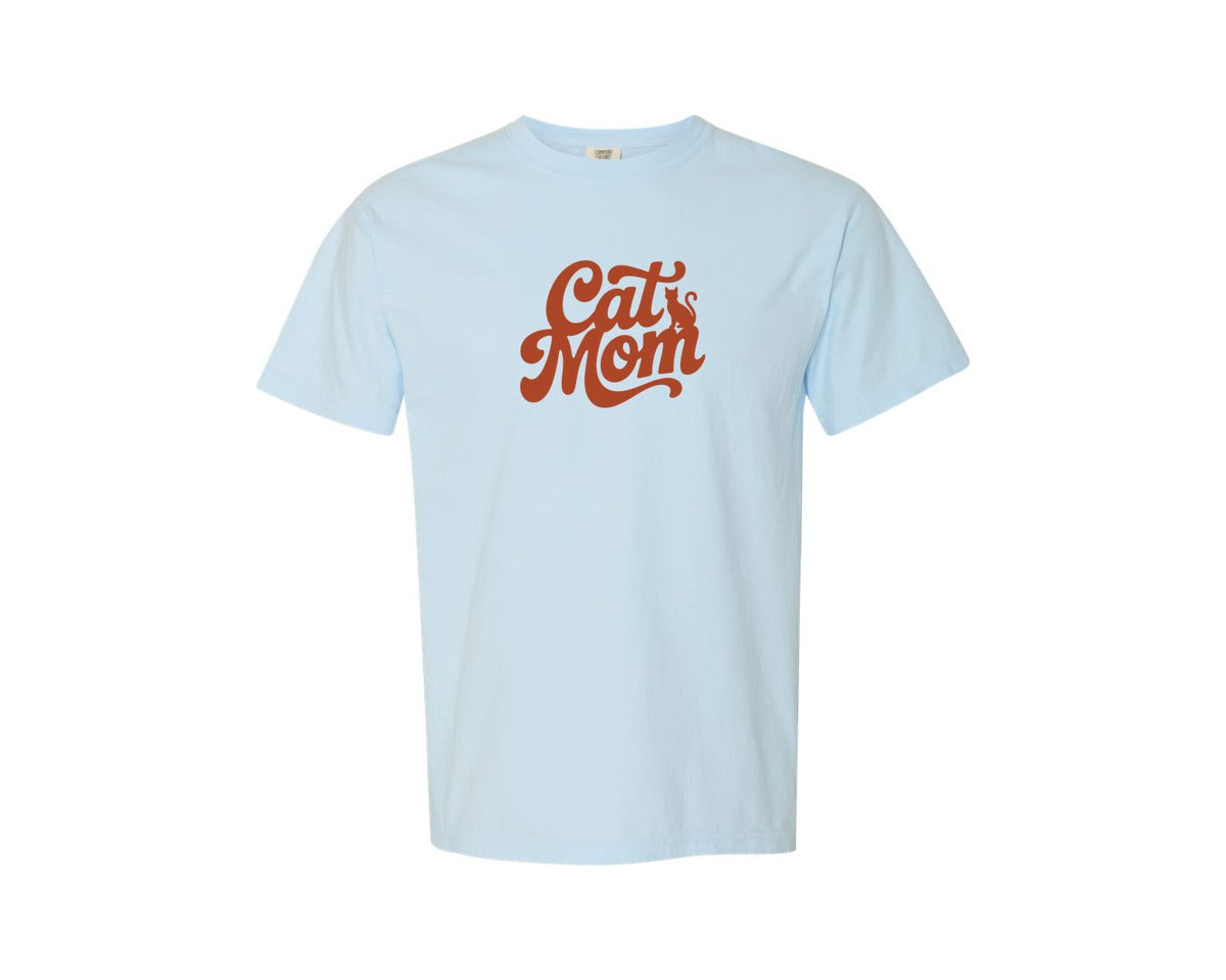 brand:Comfort Colors|color:Chambray|Cat Mom Cute Cat Lover Shirt Graphic T-Shirt