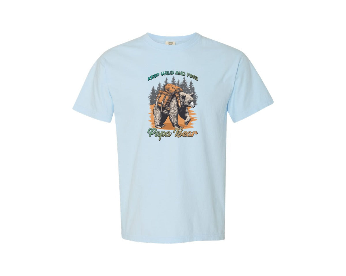 brand:Comfort Colors|color:Chambray|Bear Hiking T Shirt Design Graphic T-Shirt
