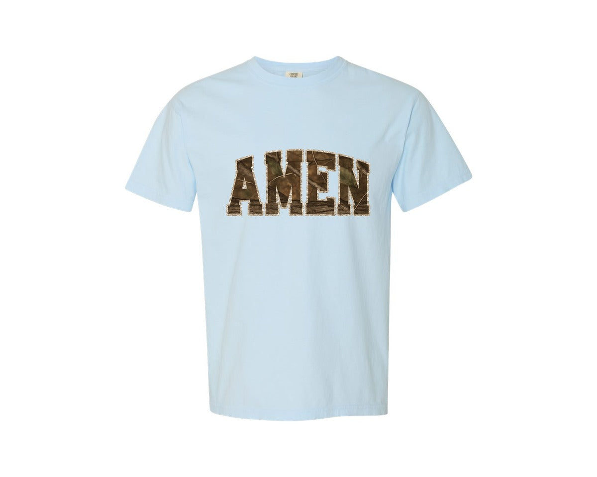 brand:Comfort Colors|color:Chambray|Amen Camo Graphic T-Shirt