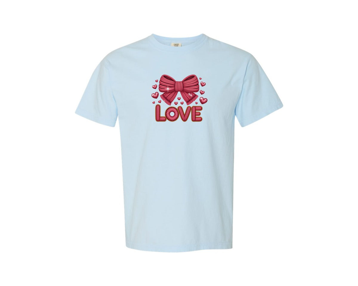 brand:Comfort Colors|color:Chambray|Love Crochet Coquette Valentines Daypng Graphic T-Shirt