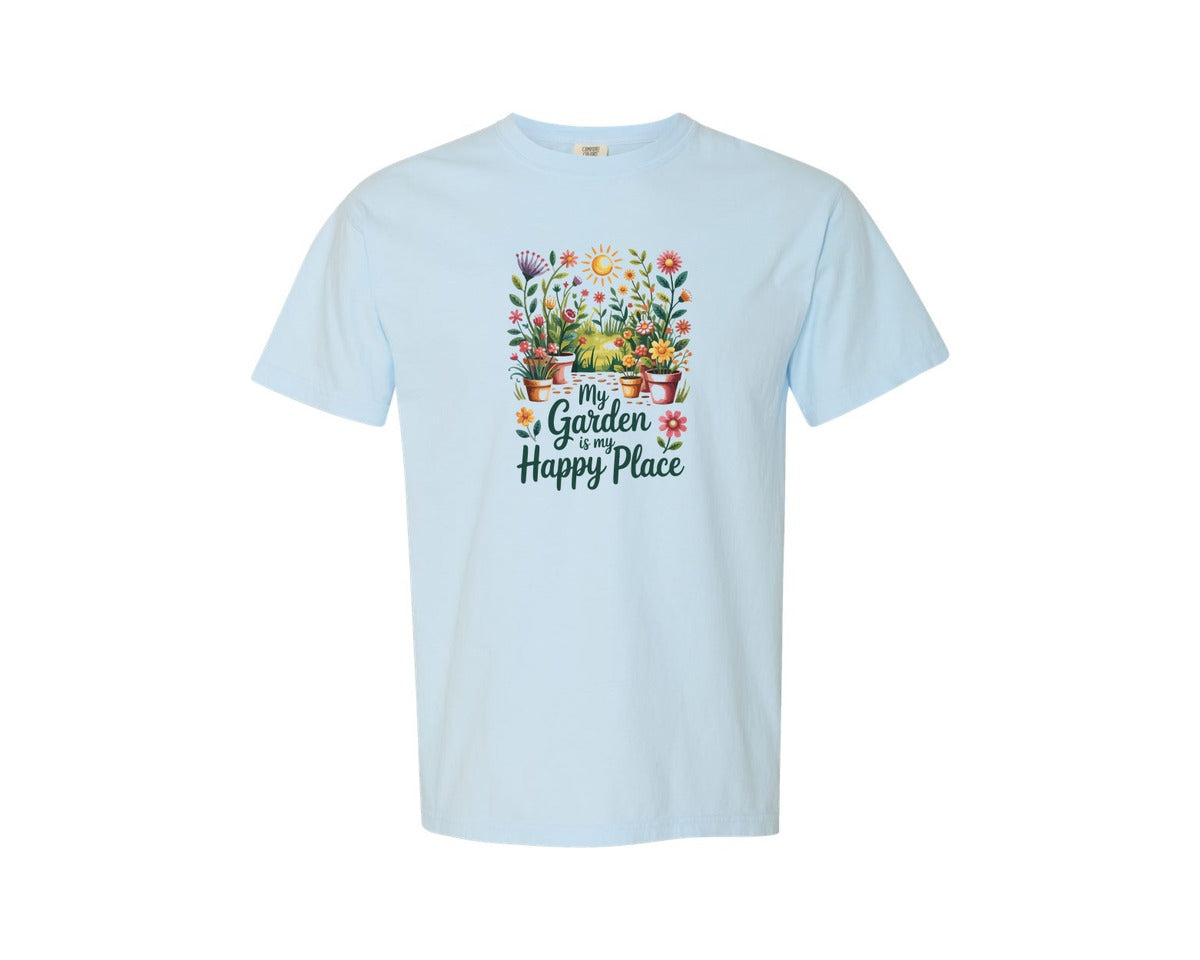 brand:Comfort Colors|color:Chambray|My Garden Is My Happy Place T Shirt Graphic T-Shirt