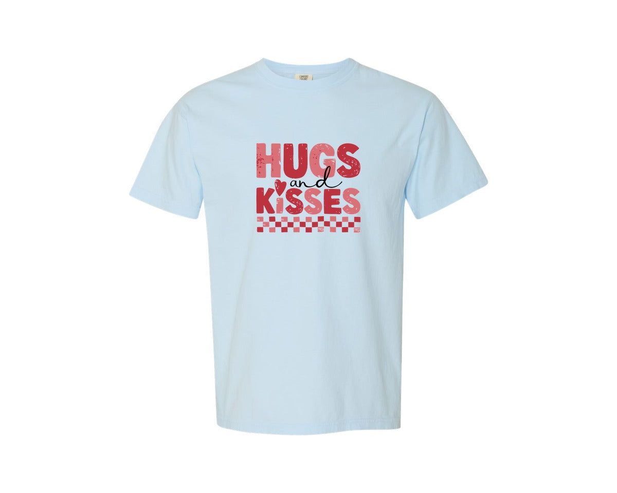 brand:Comfort Colors|color:Chambray|Hugs And Kisses Valentin Graphic T-Shirt