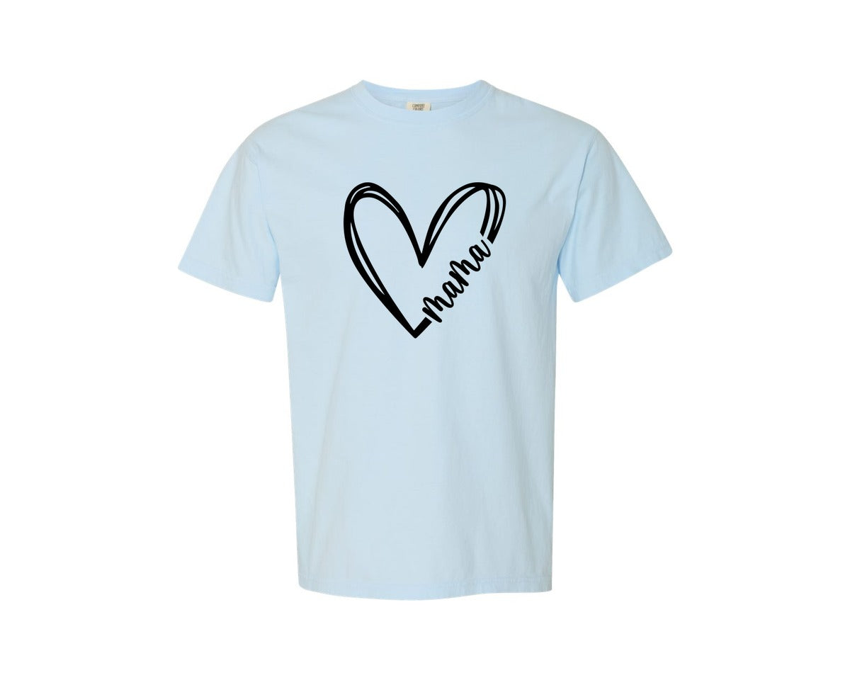 brand:Comfort Colors|color:Chambray|Mama Heart Mama Mothers Day Graphic T-Shirt