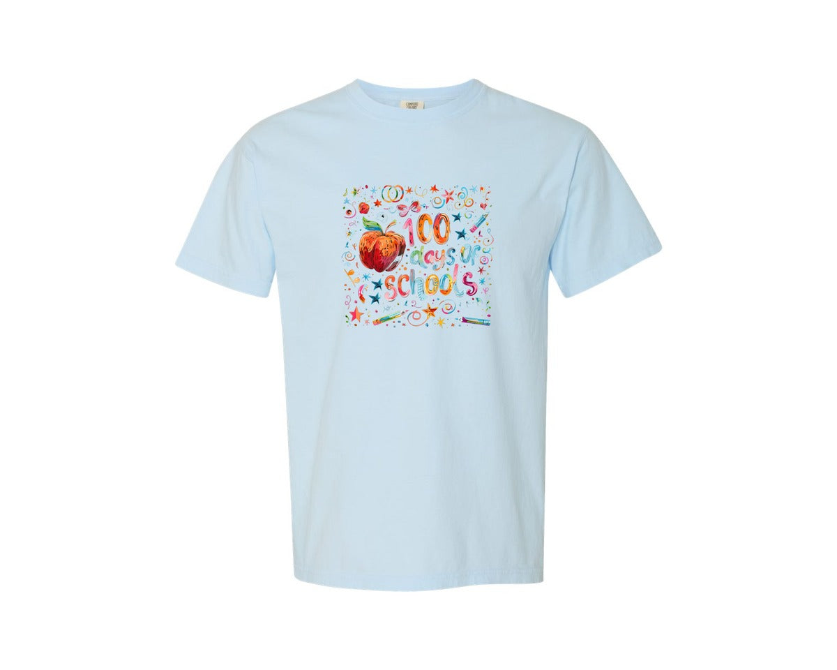 brand:Comfort Colors|color:Chambray|100 Days Of School Coquette 42 Graphic T-Shirt