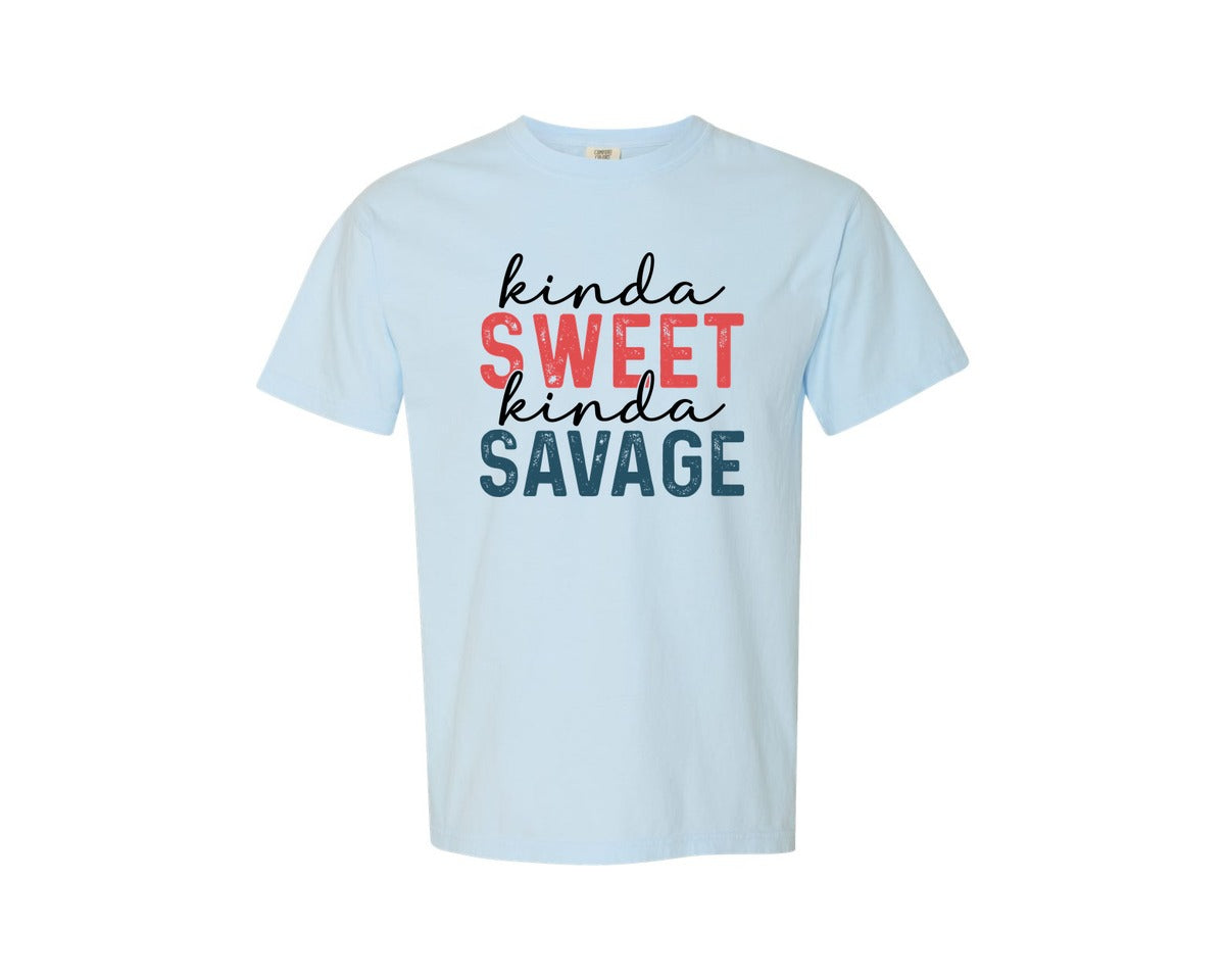 brand:Comfort Colors|color:Chambray|Kinda Sweet Kinda Savage 32 Graphic T-Shirt