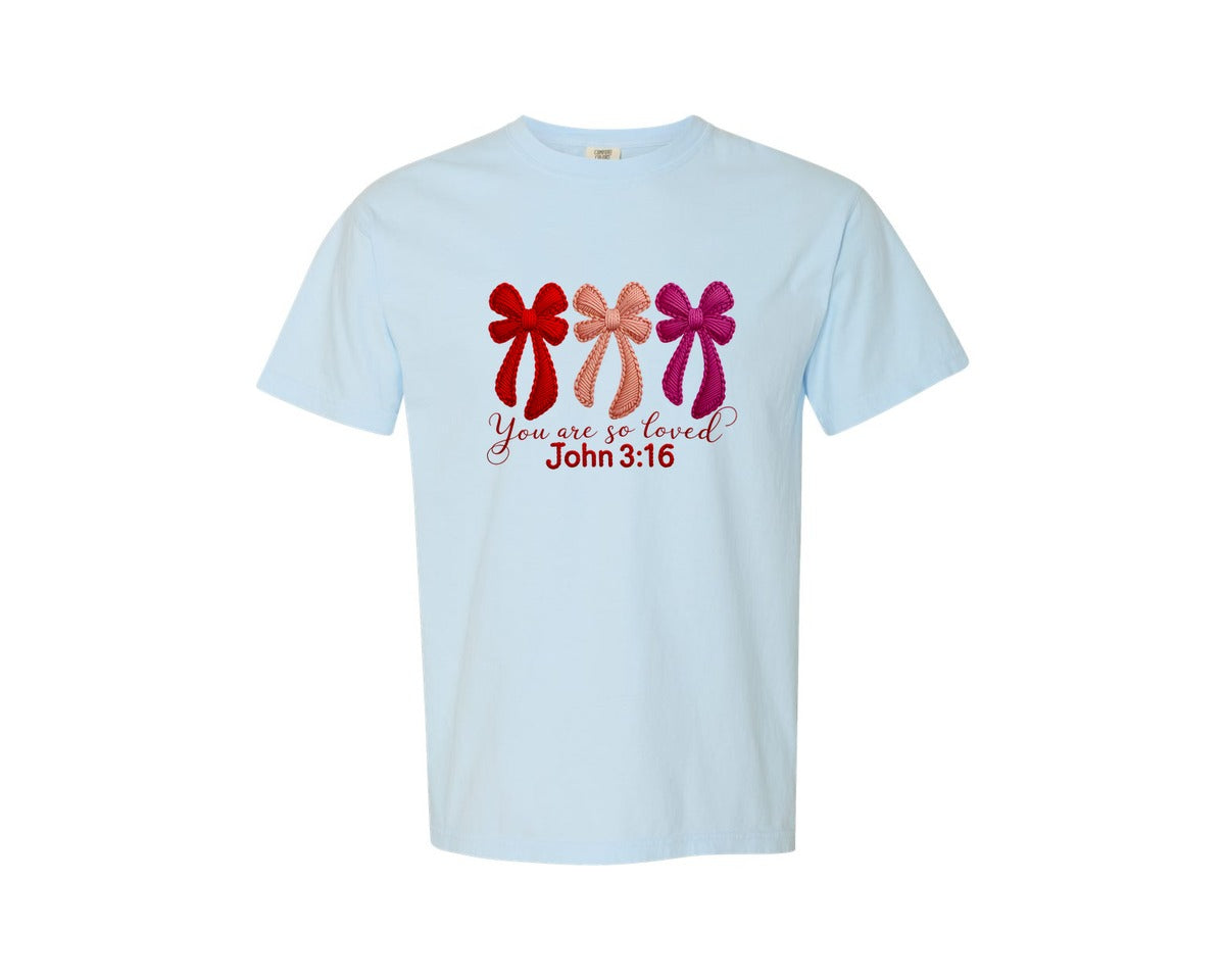 brand:Comfort Colors|color:Chambray|Yarn Crochet Christian Valentines Graphic T-Shirt