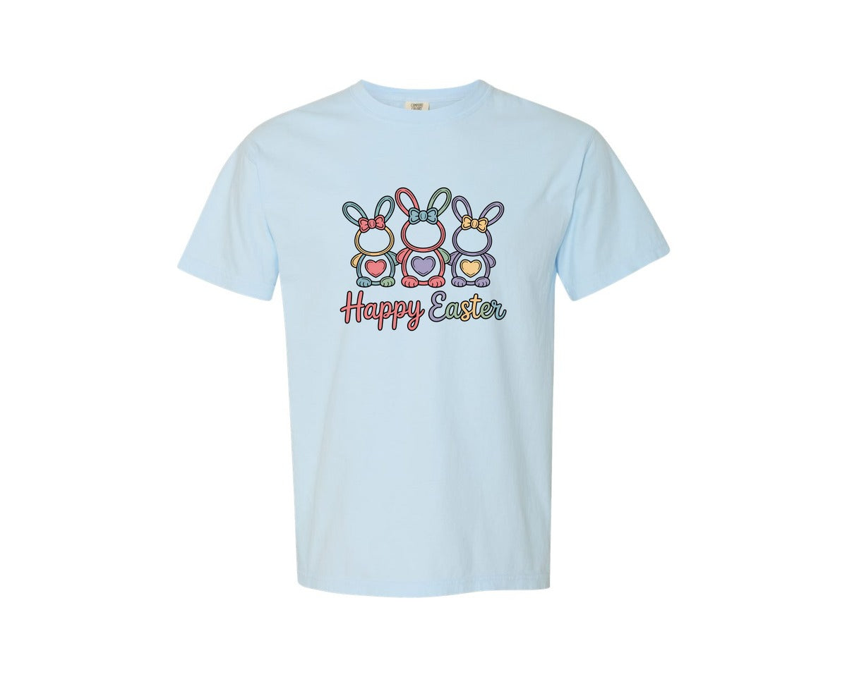 brand:Comfort Colors|color:Chambray|Easter Bunny Faux Yarn Latch Hook Graphic T-Shirt