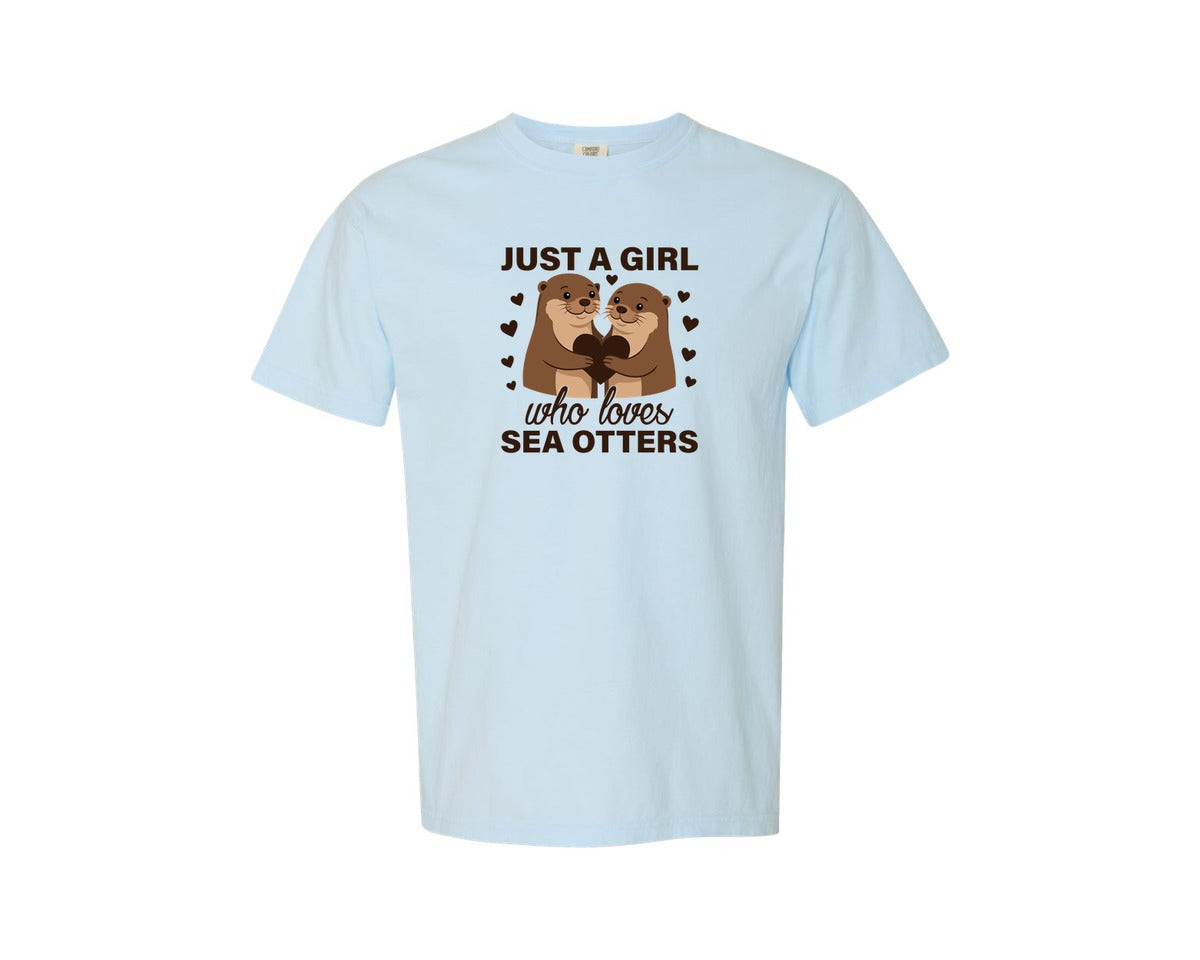 brand:Comfort Colors|color:Chambray|Just A Girl Who Loves Sea Otters T Shirt 2 Graphic T-Shirt