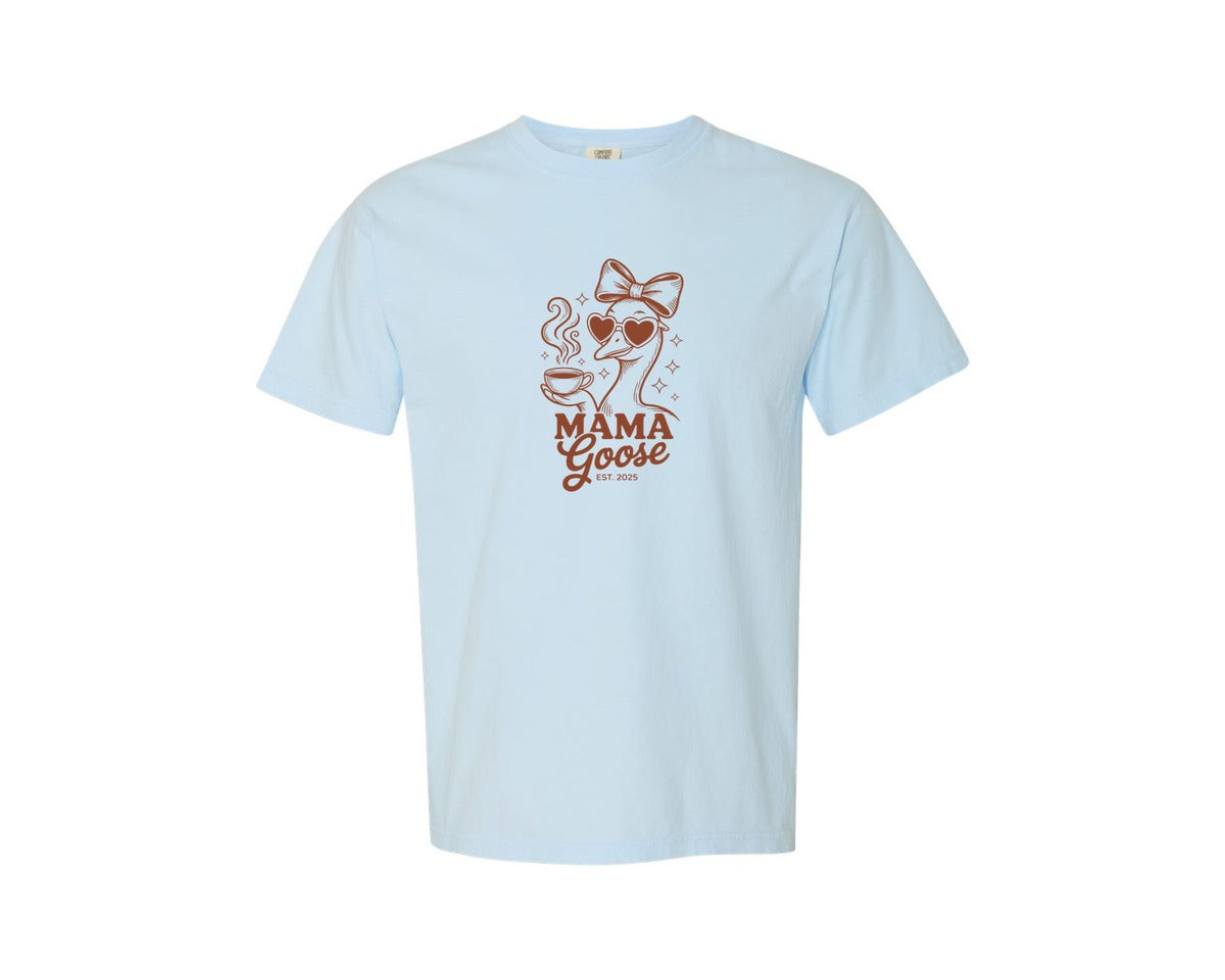brand:Comfort Colors|color:Chambray|Floral Mama Goose T Shirt Design Graphic T-Shirt