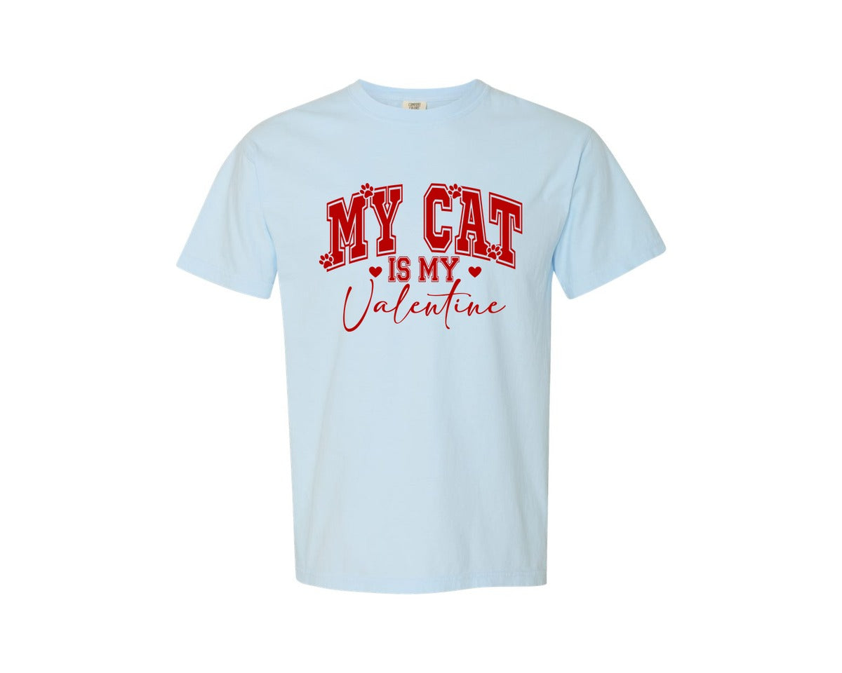 brand:Comfort Colors|color:Chambray|My Cat Is My Valentine 28 Graphic T-Shirt