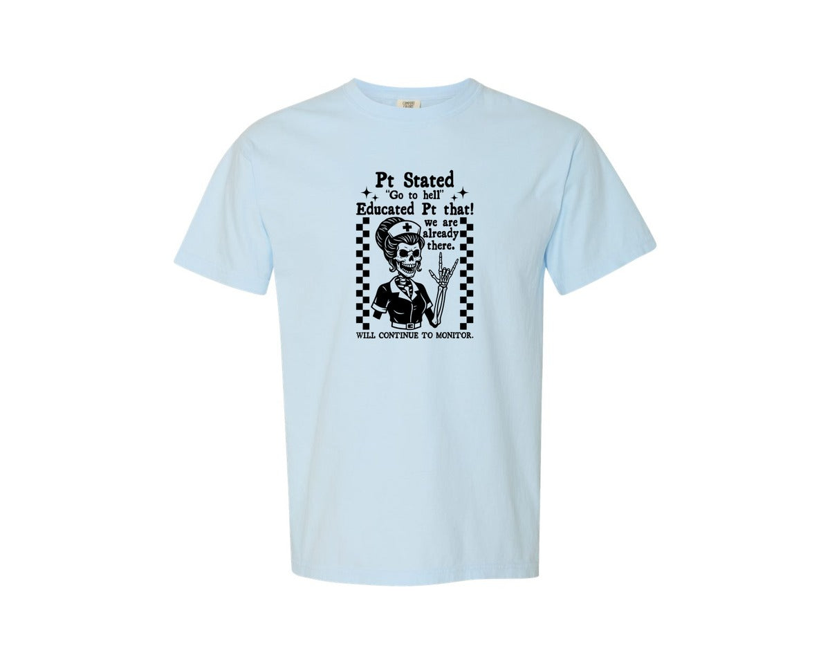 brand:Comfort Colors|color:Chambray|Funny Women Skeleton Nurse Quote Graphic T-Shirt