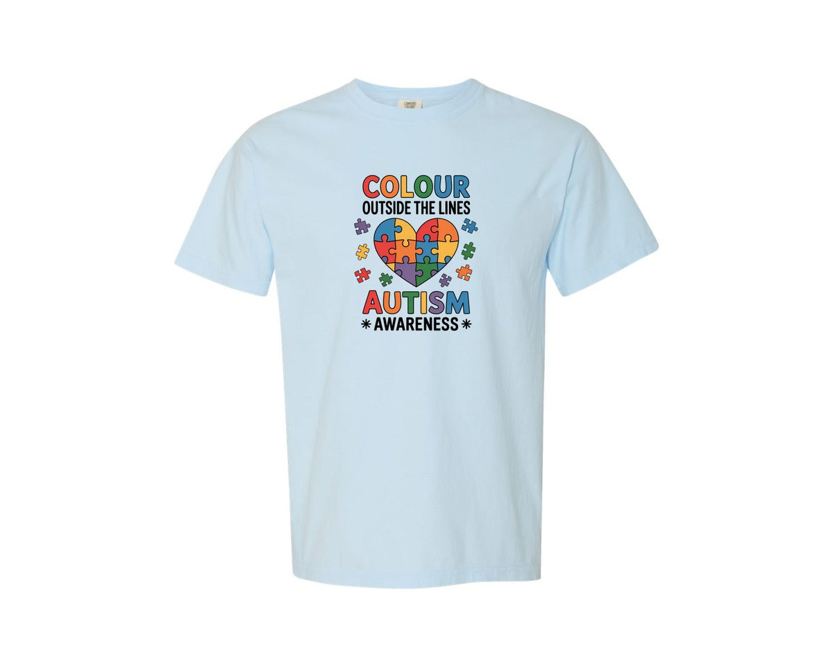 brand:Comfort Colors|color:Chambray|Colour Autism Awareness Graphic T-Shirt