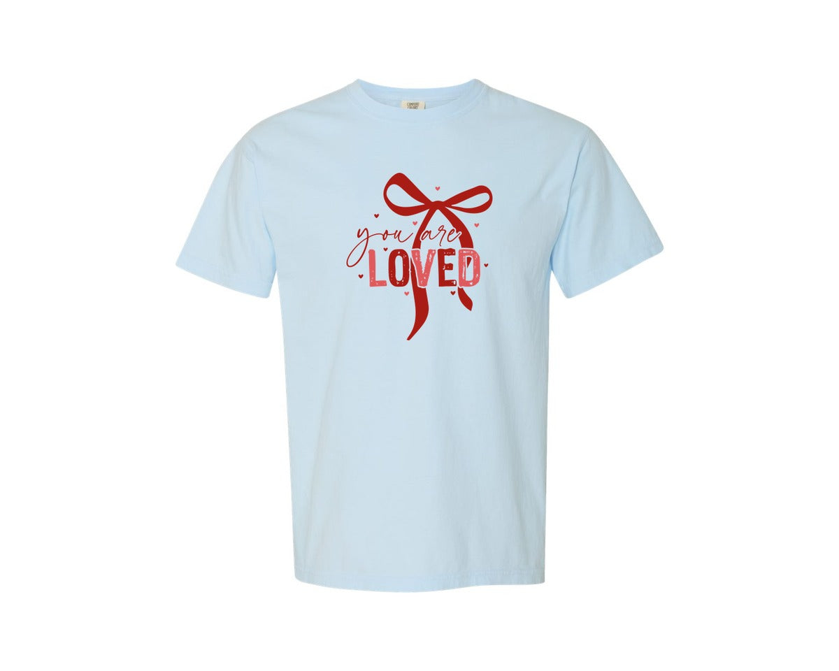 brand:Comfort Colors|color:Chambray|You Are Loved Christian Valentines Graphic T-Shirt