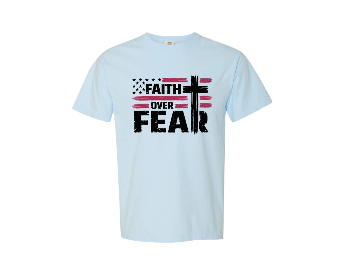 brand:Comfort Colors|color:Chambray|Faith Over Fear Christian Design 2 Graphic T-Shirt