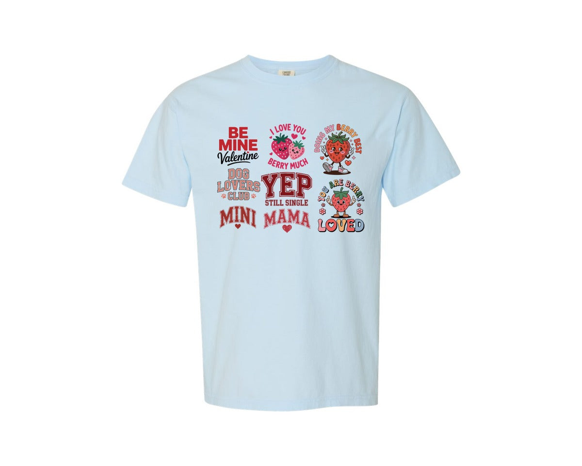 brand:Comfort Colors|color:Chambray|Love Heart Valentine Graphic T-Shirt