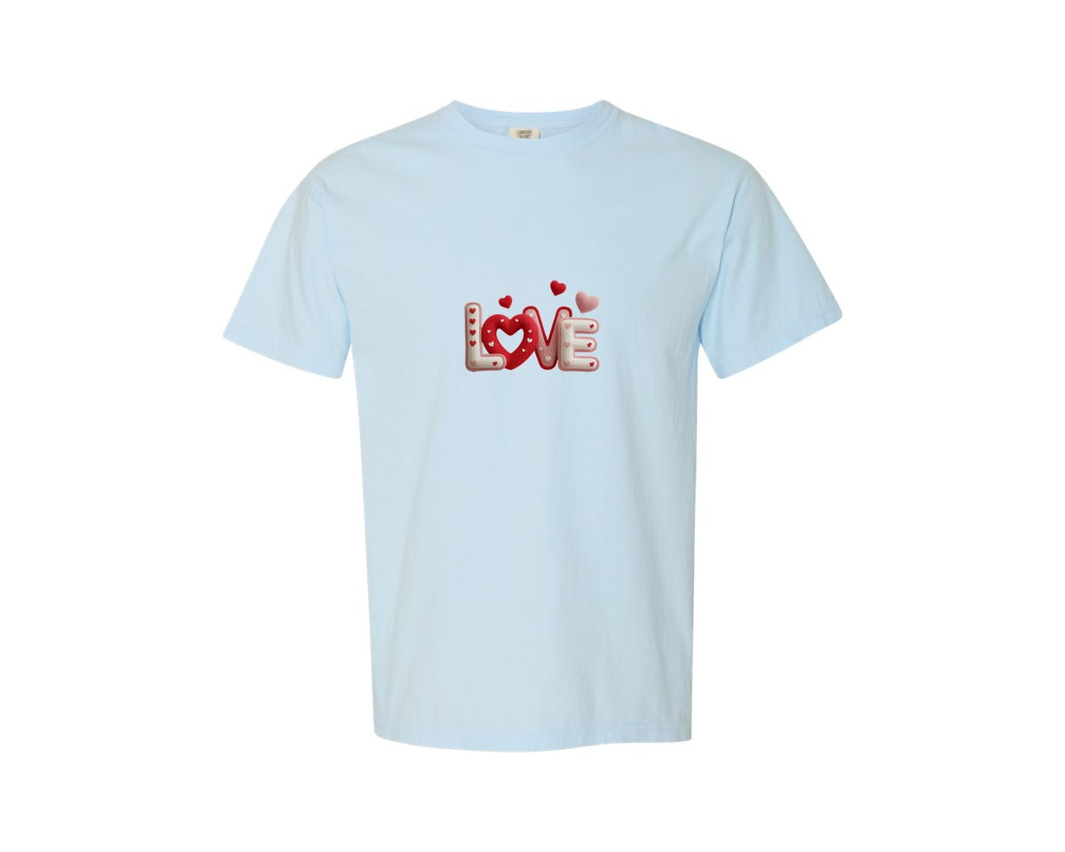 brand:Comfort Colors|color:Chambray|Faux Yarn Crochet Love Valentine Day 8 Graphic T-Shirt