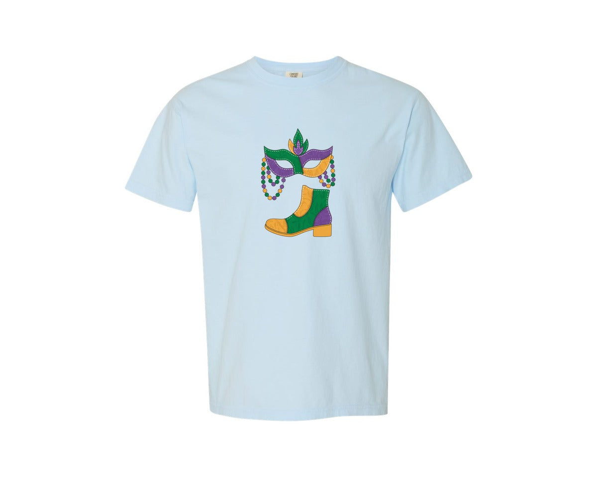 brand:Comfort Colors|color:Chambray|Mardi Gras Shrimp Boot Mardi Gras Pn 4 Graphic T-Shirt