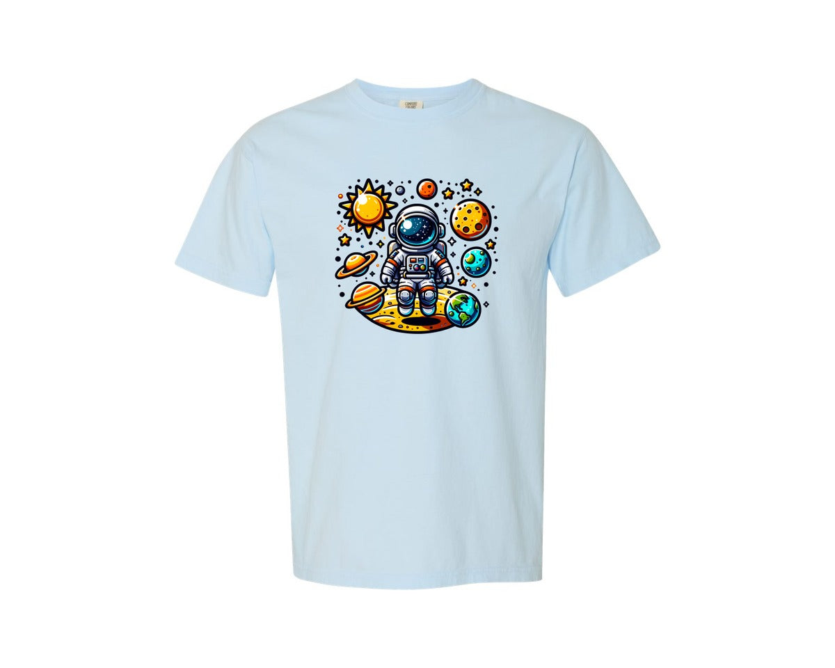 brand:Comfort Colors|color:Chambray|Space Astronaut Planets Kids Graphic T-Shirt