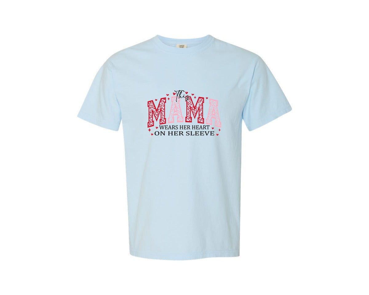 brand:Comfort Colors|color:Chambray|Valentine Mama Coquette Mama Graphic T-Shirt
