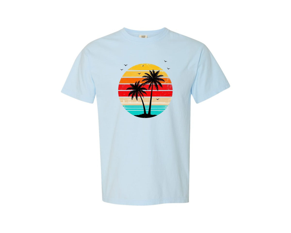 brand:Comfort Colors|color:Chambray|Tropical Palm Trees T Shirt Design Graphic T-Shirt