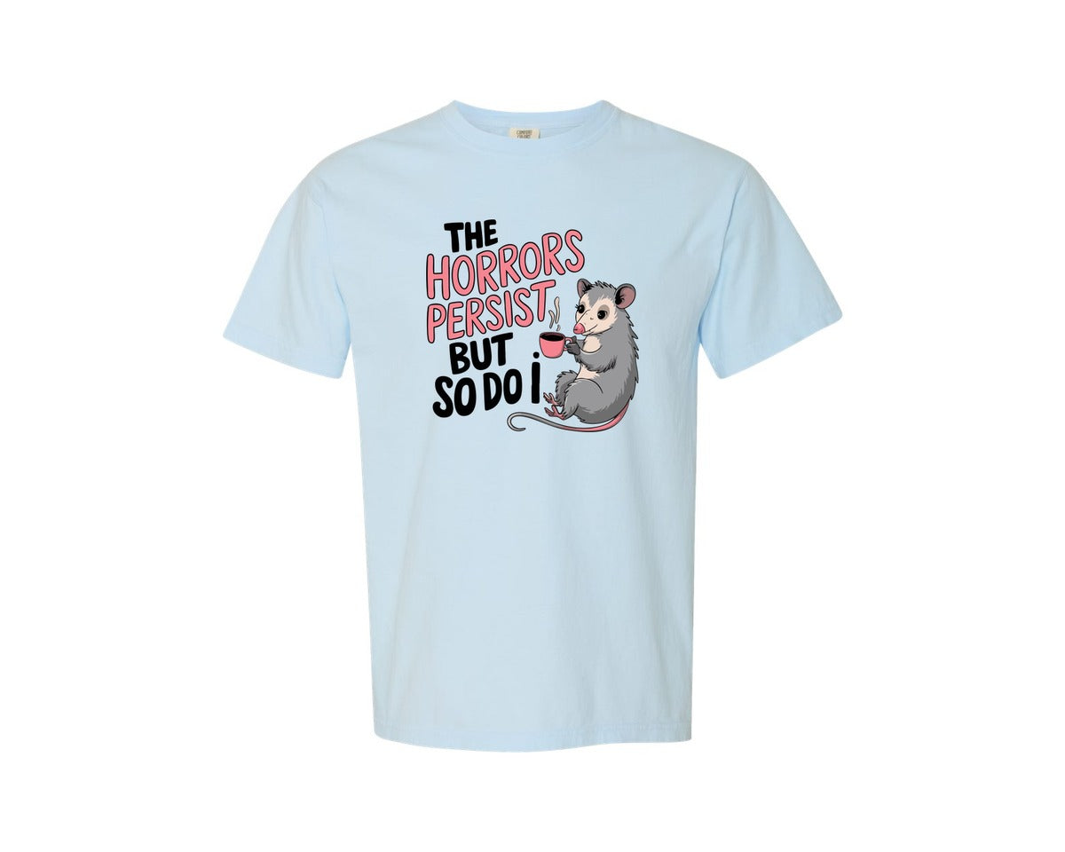 brand:Comfort Colors|color:Chambray|Possum Coffee Quote Cute Goth Art Graphic T-Shirt