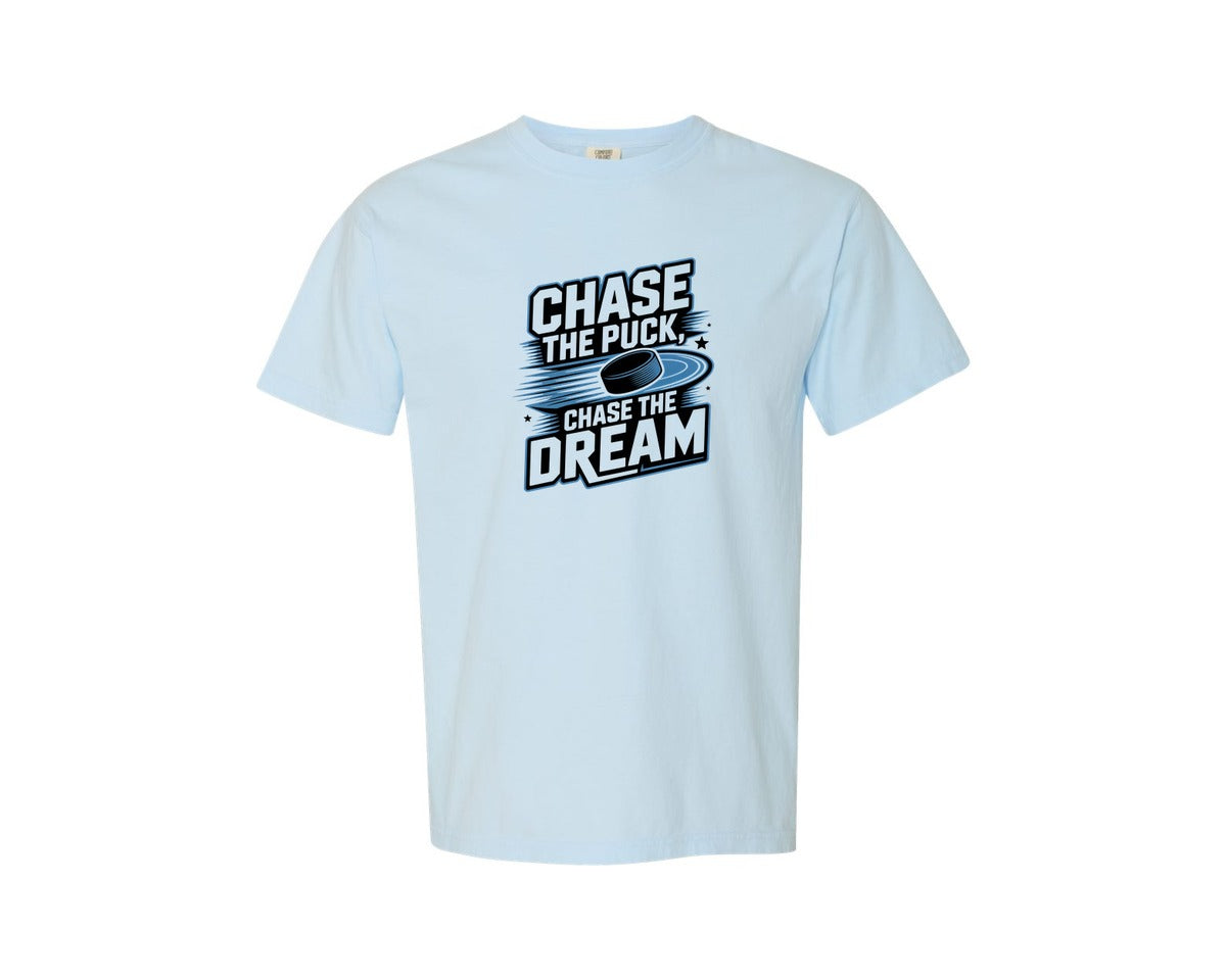brand:Comfort Colors|color:Chambray|Ice Hockey Chase The Puck Shirt Graphic T-Shirt