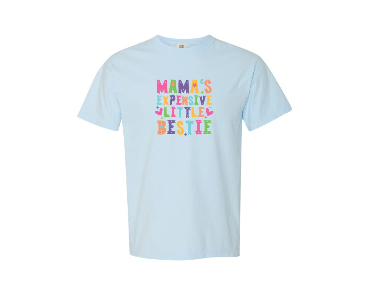 brand:Comfort Colors|color:Chambray|Mamas Expensive Little Bestie 10 Graphic T-Shirt