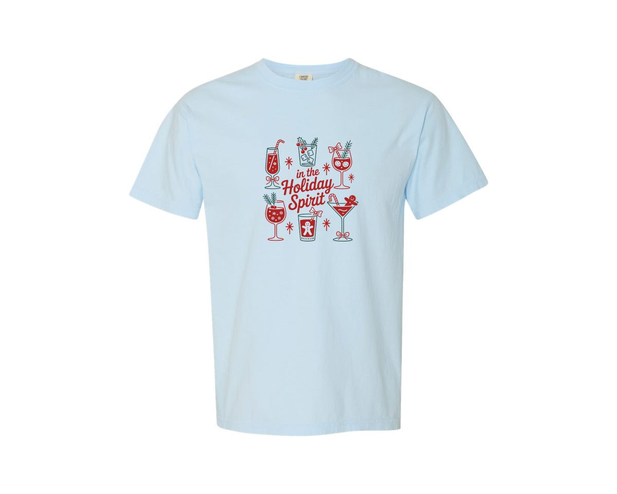 brand:Comfort Colors|color:Chambray|In The Holiday Spirit Christmas Graphic T-Shirt