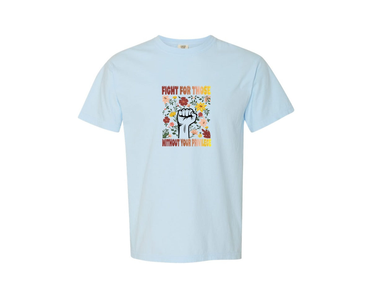brand:Comfort Colors|color:Chambray|Fight Forthose Floral Graphic T-Shirt