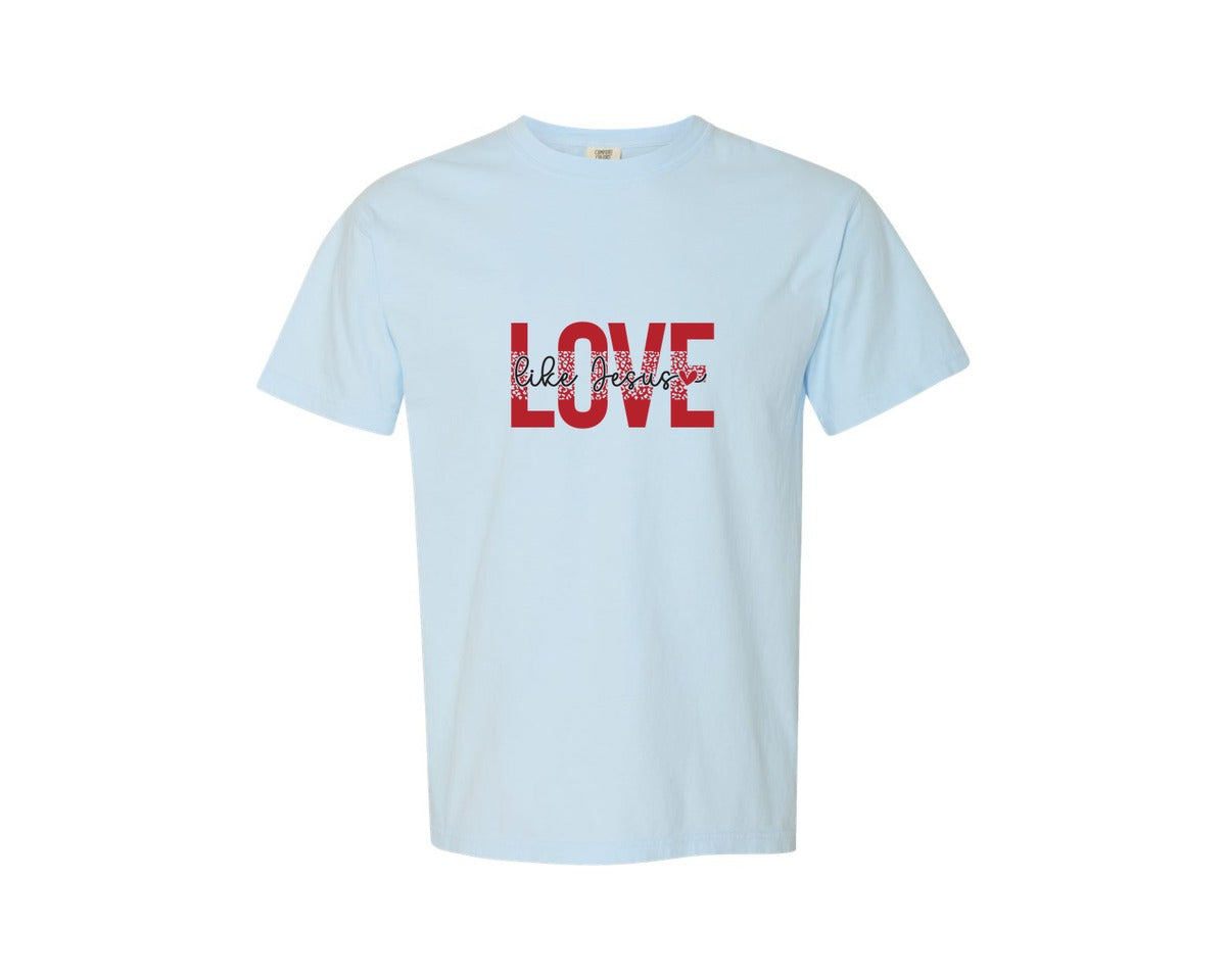 brand:Comfort Colors|color:Chambray|Love Like Jesus Christian Graphic T-Shirt
