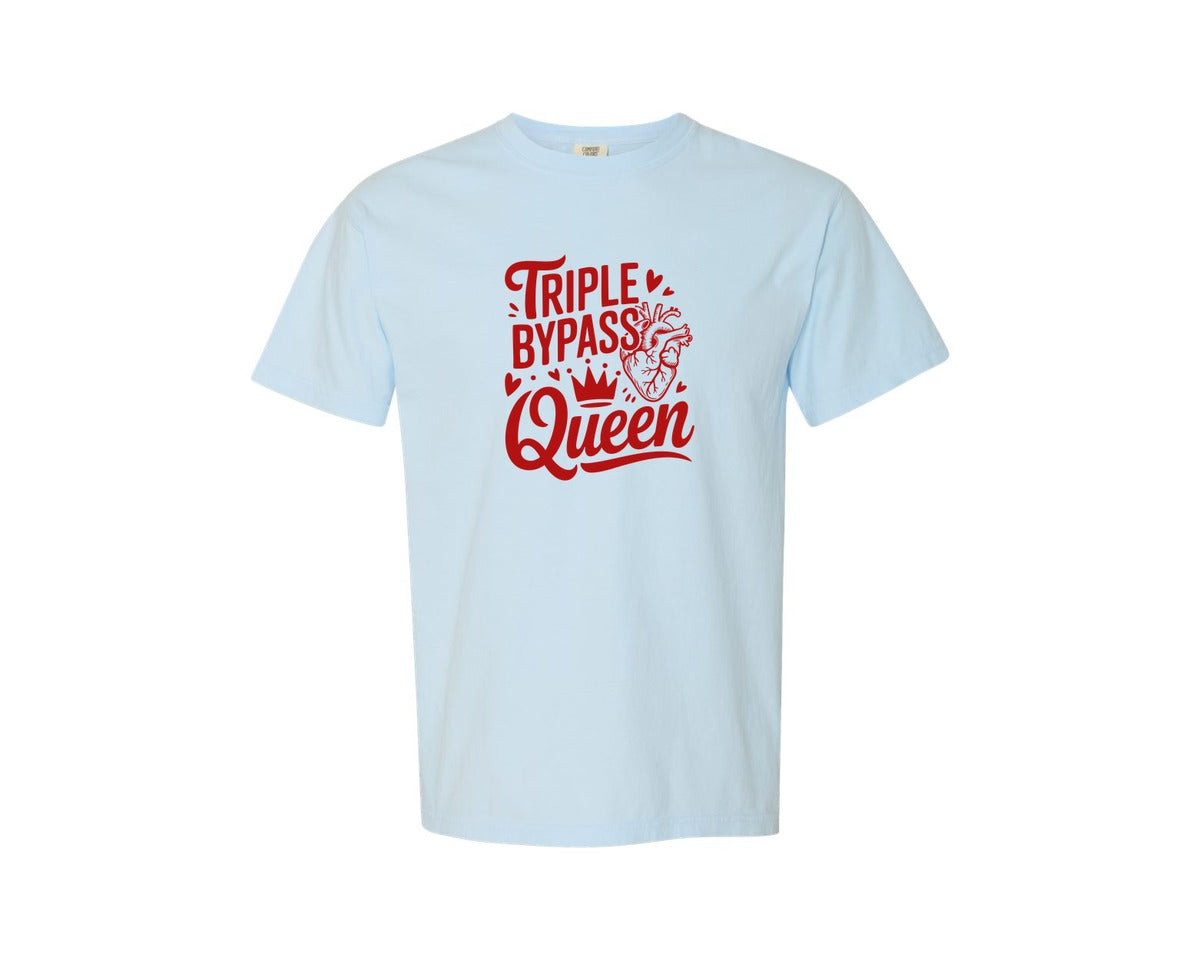 brand:Comfort Colors|color:Chambray|Triple Bypass Queen Heart Survivor Graphic T-Shirt