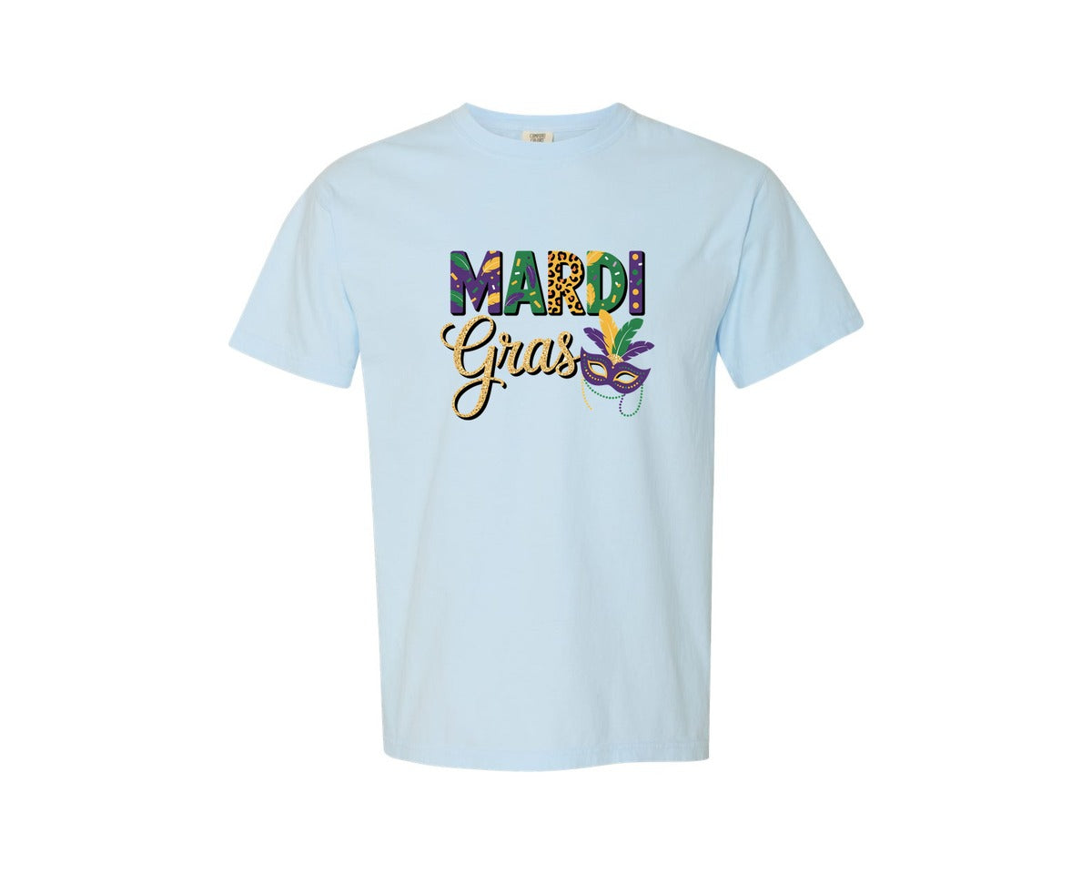 brand:Comfort Colors|color:Chambray|Faux Yarn Mardi Gras Crochet 15 Graphic T-Shirt
