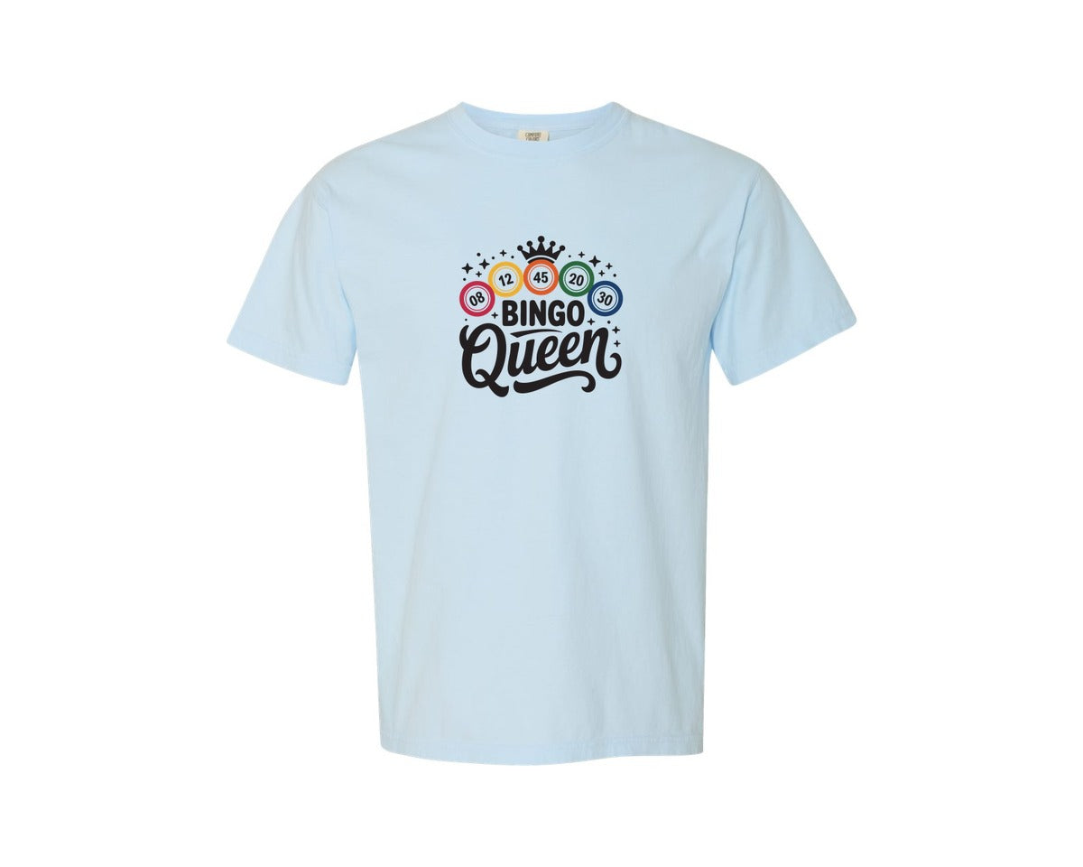 brand:Comfort Colors|color:Chambray|Retro Bingo Queen T Shirt Graphic T-Shirt