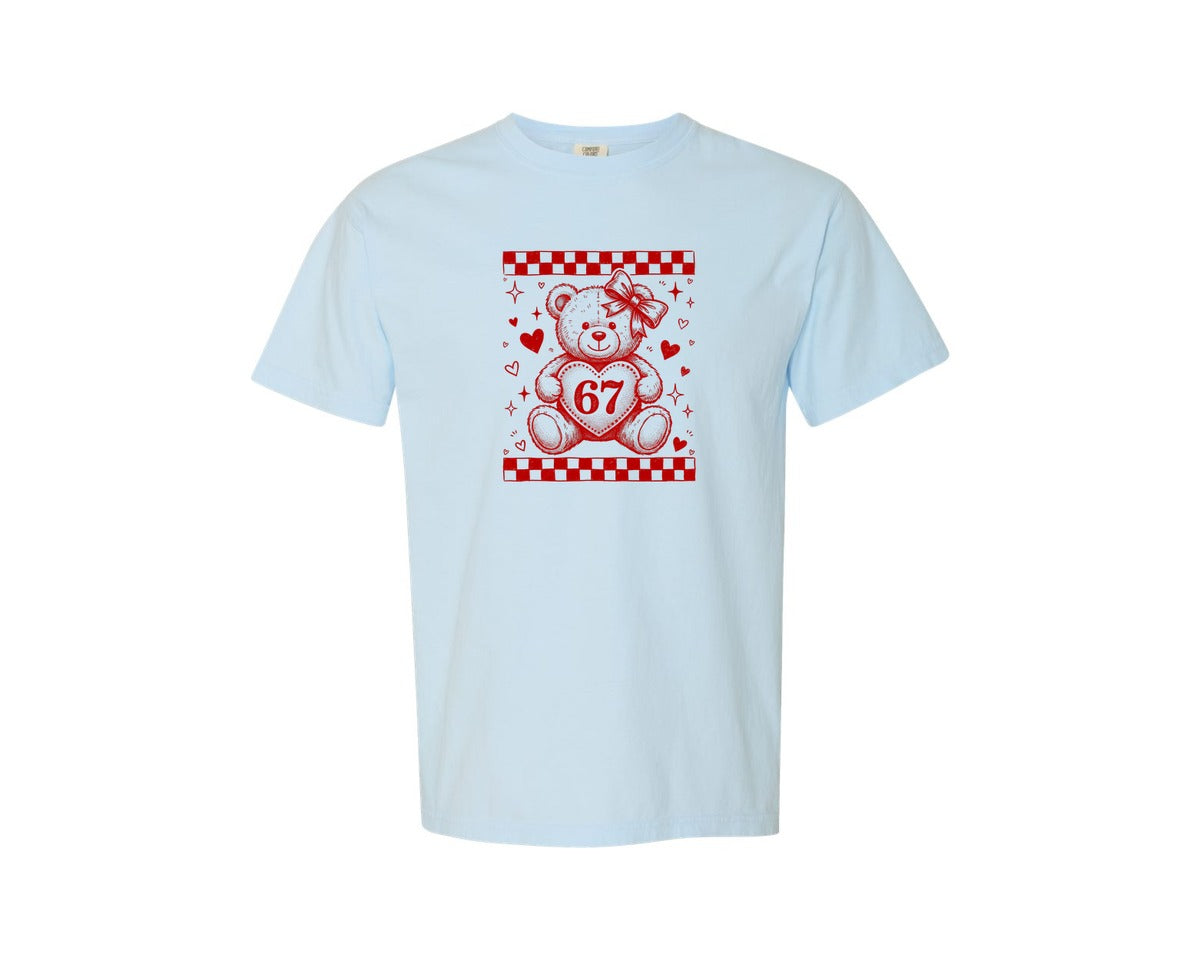 brand:Comfort Colors|color:Chambray|Vintage Teddy Bear 67 Valentine Graphic T-Shirt