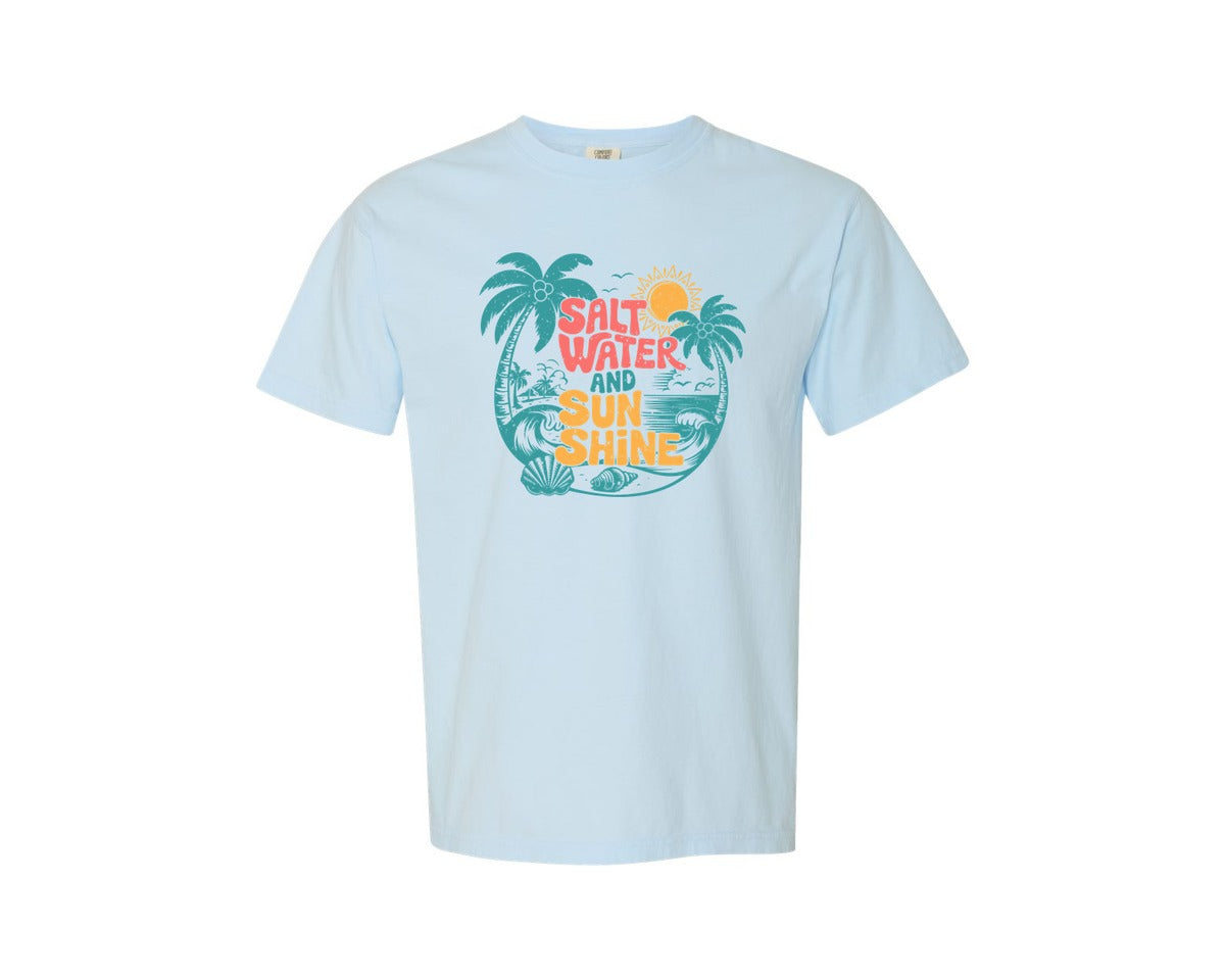 brand:Comfort Colors|color:Chambray|Salt Water Andsunshinepngtropical Beach Graphic T-Shirt