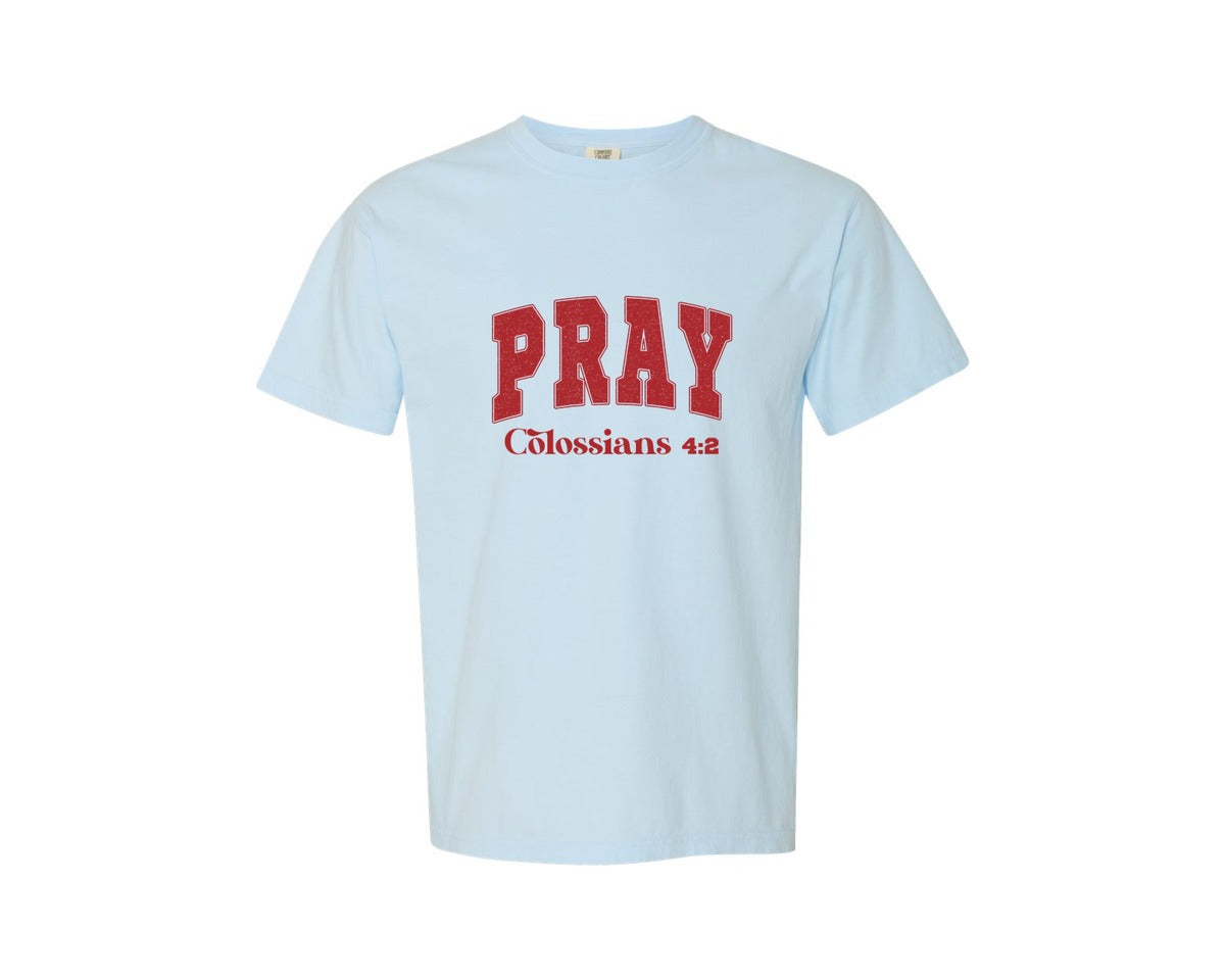 brand:Comfort Colors|color:Chambray|Pray Christian Jesus God Graphic T-Shirt