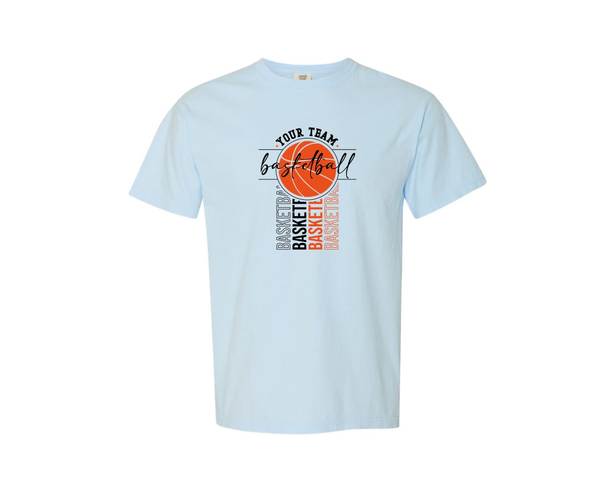 brand:Comfort Colors|color:Chambray|Your Team Basketball Graphic T-Shirt