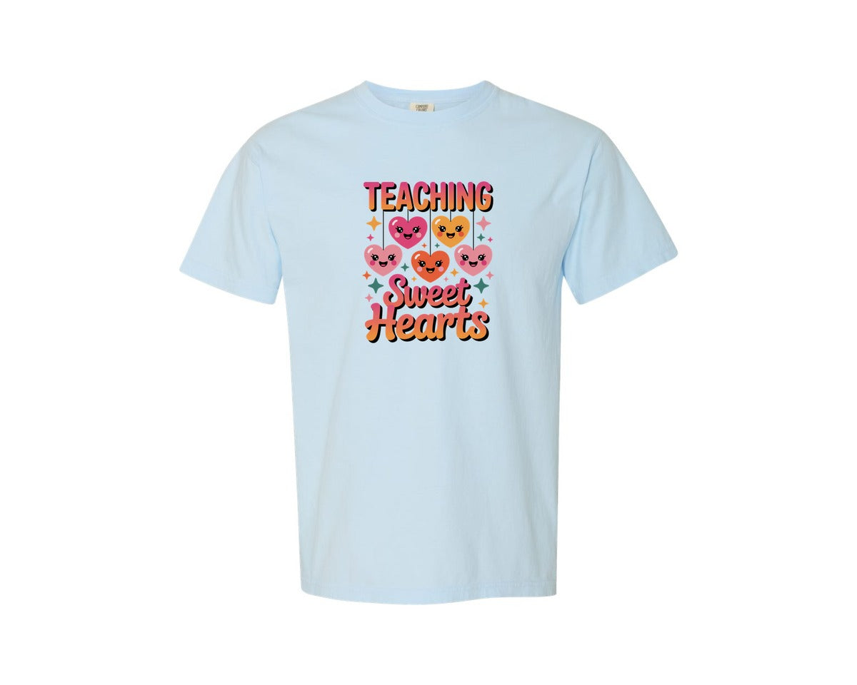brand:Comfort Colors|color:Chambray|Teaching Sweet Hearts Design 2 Graphic T-Shirt