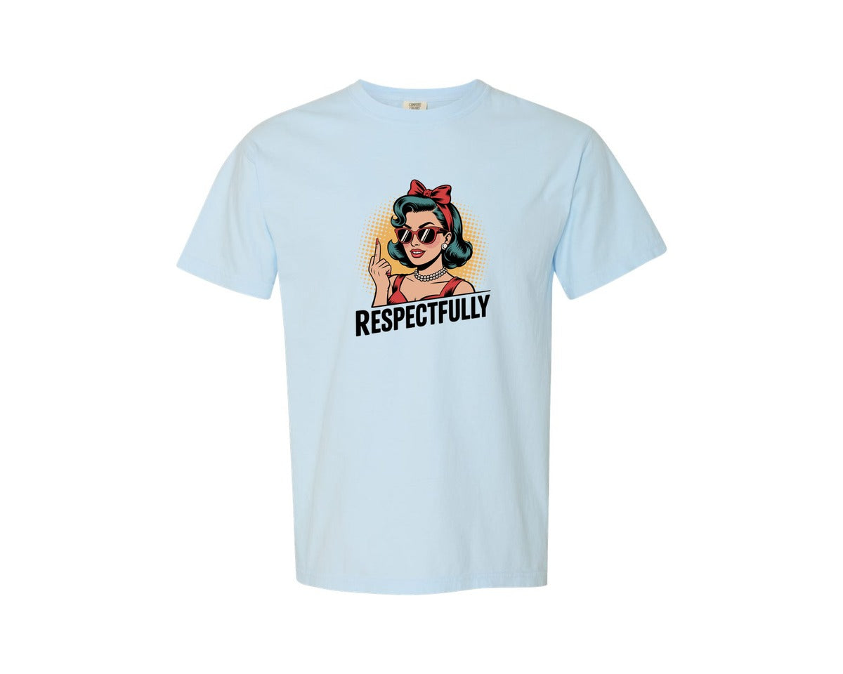 brand:Comfort Colors|color:Chambray|Respectfully Middle Finger Graphic T-Shirt