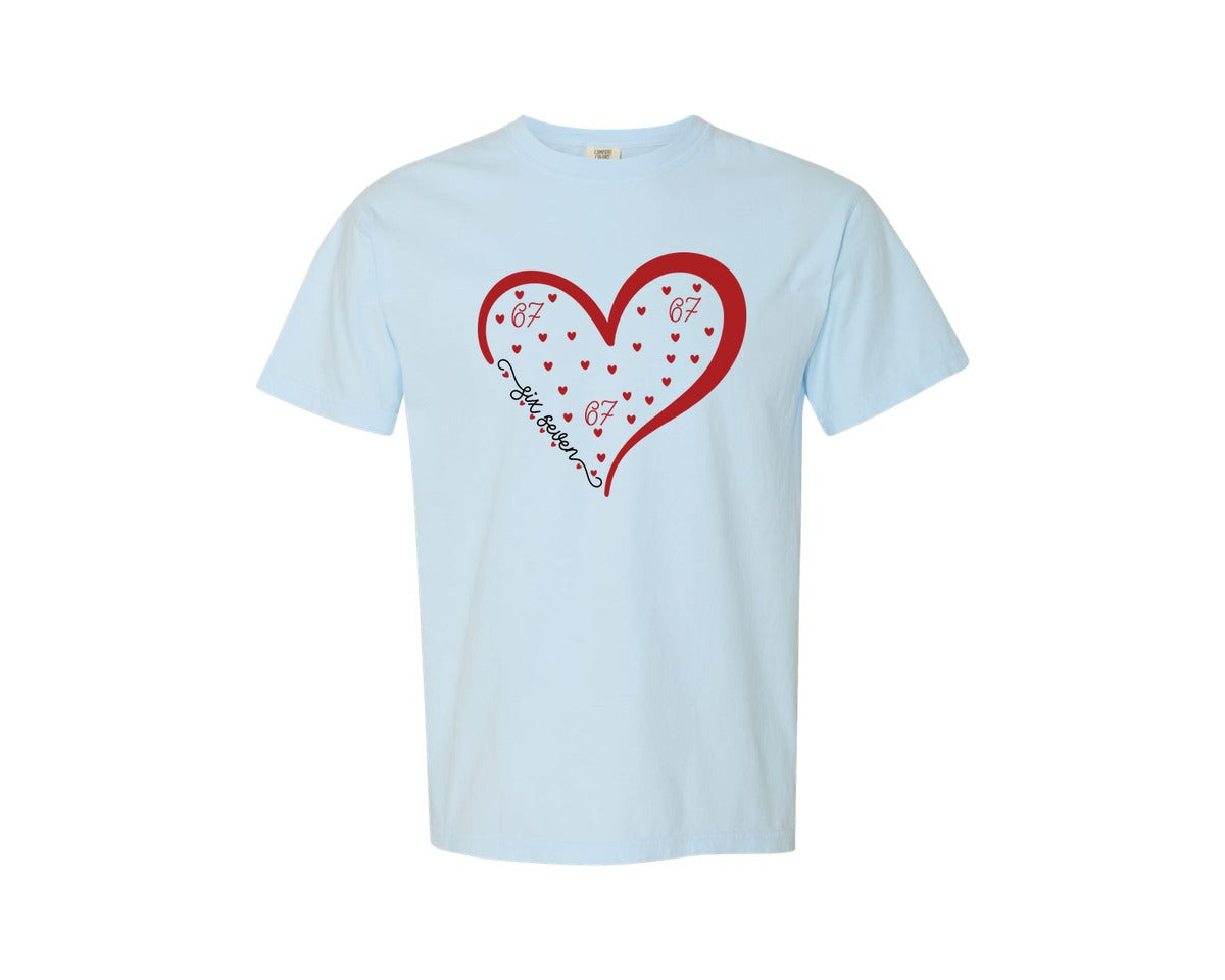 brand:Comfort Colors|color:Chambray|Six Seven Valentine Heart 6 7 Graphic T-Shirt