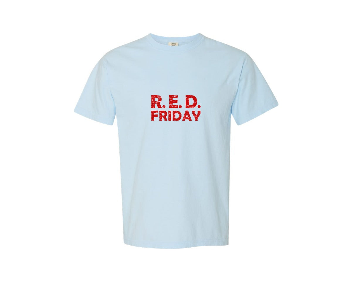 brand:Comfort Colors|color:Chambray|Red Friday With American Flag Design Graphic T-Shirt
