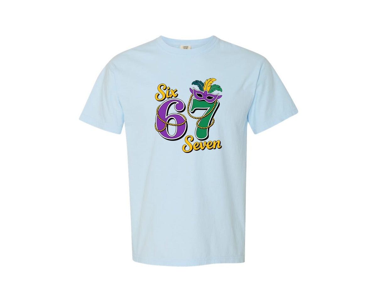 brand:Comfort Colors|color:Chambray|Six Seven Mardi Gras Funny 6 7 Graphic T-Shirt