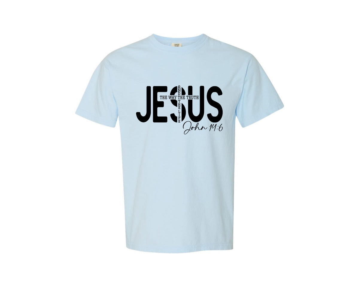 brand:Comfort Colors|color:Chambray|Jesus The Way The Truth The Life 117 Graphic T-Shirt