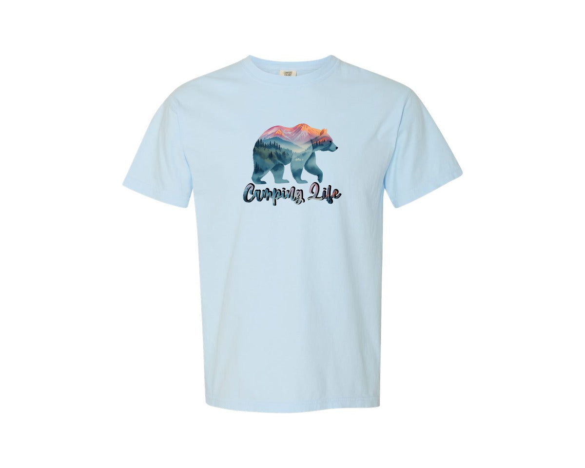brand:Comfort Colors|color:Chambray|Wildlife Animal Nature Bear Camping Graphic T-Shirt